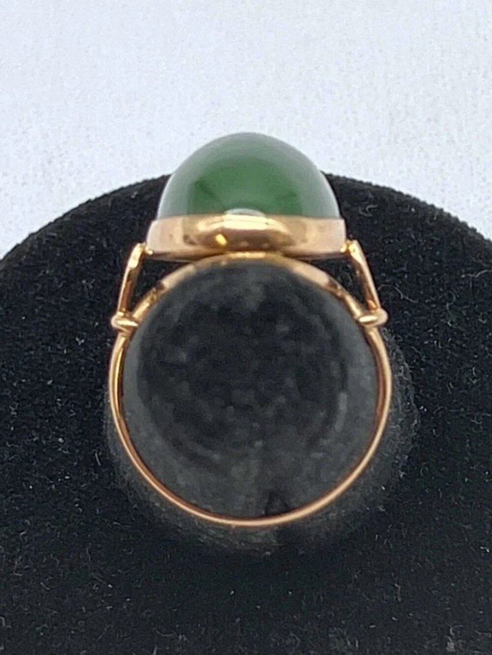 Vintage European Russian 14K Rose Pink Gold Green Nephrite Jade Cocktail RING - Picture 5 of 10